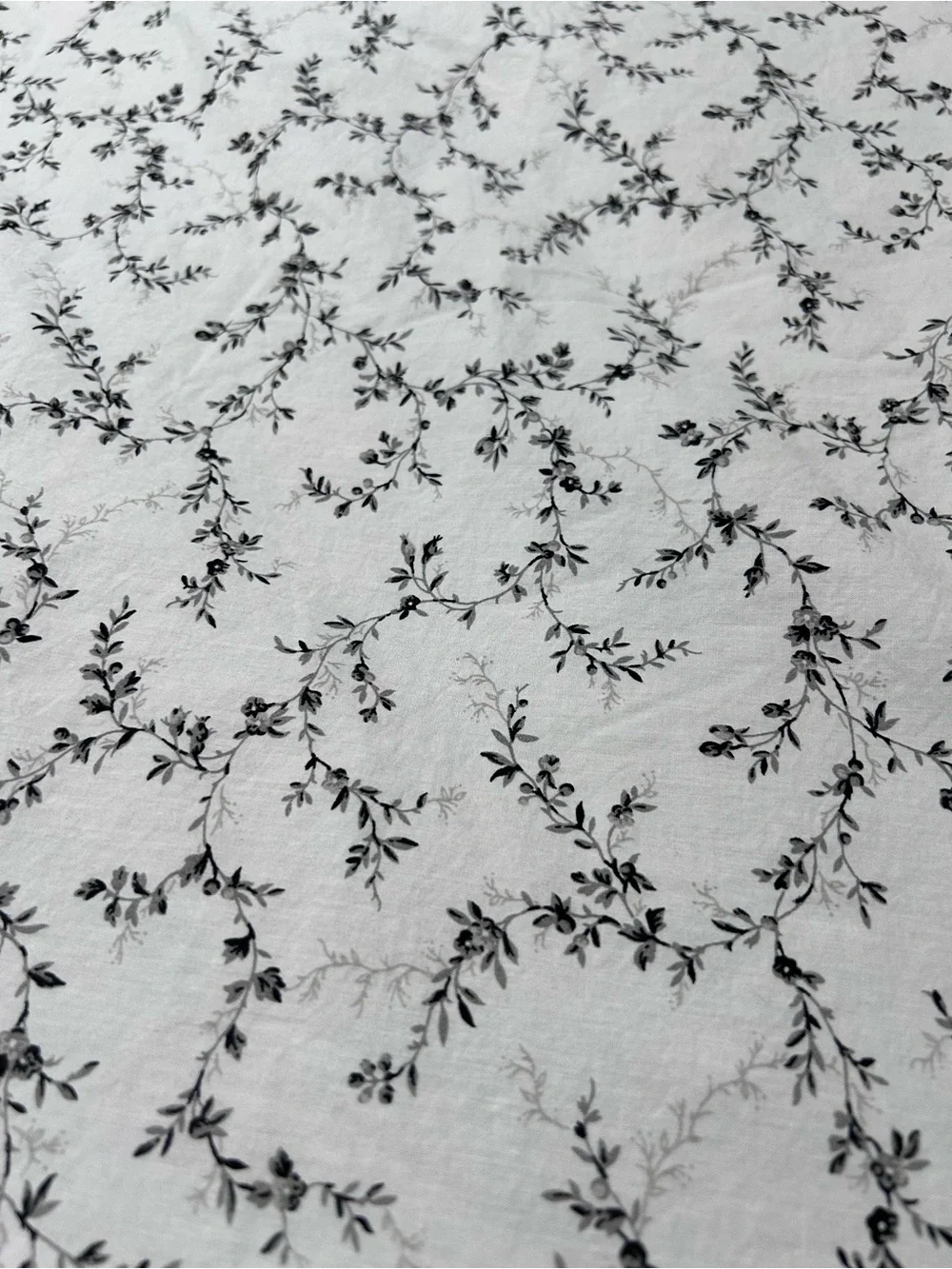 Laura Ashley Twin XL Flat Sheet 100% Cotton White/Black/Gray Floral OEKO-TEX